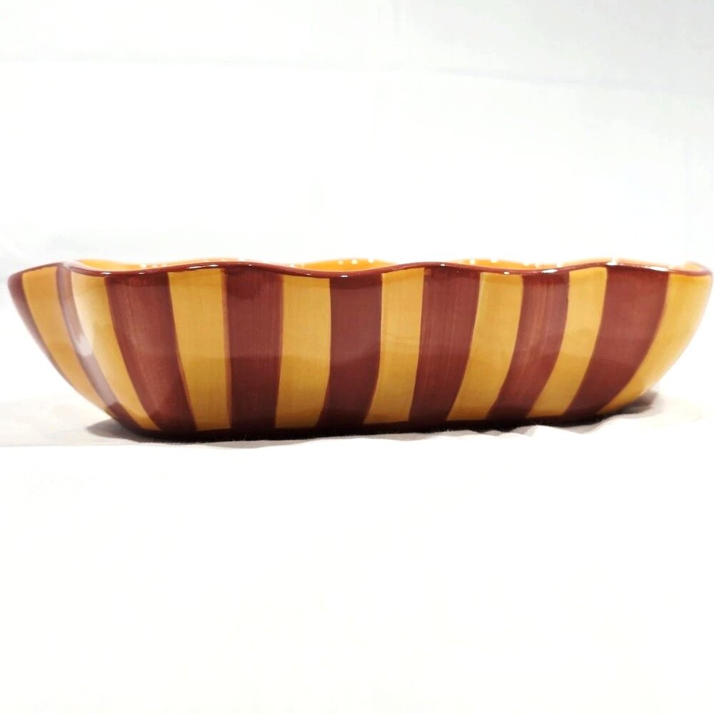 Gail Pittman SIENA 11.5" Scalloped Stripe Serving Dish Southern Living Oval Bowl